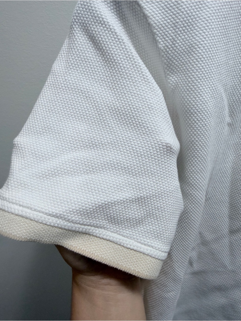 Vintage IZOD Classic Polo Shirt in Off-White with Beige Trim XL - Picture 6 of 8